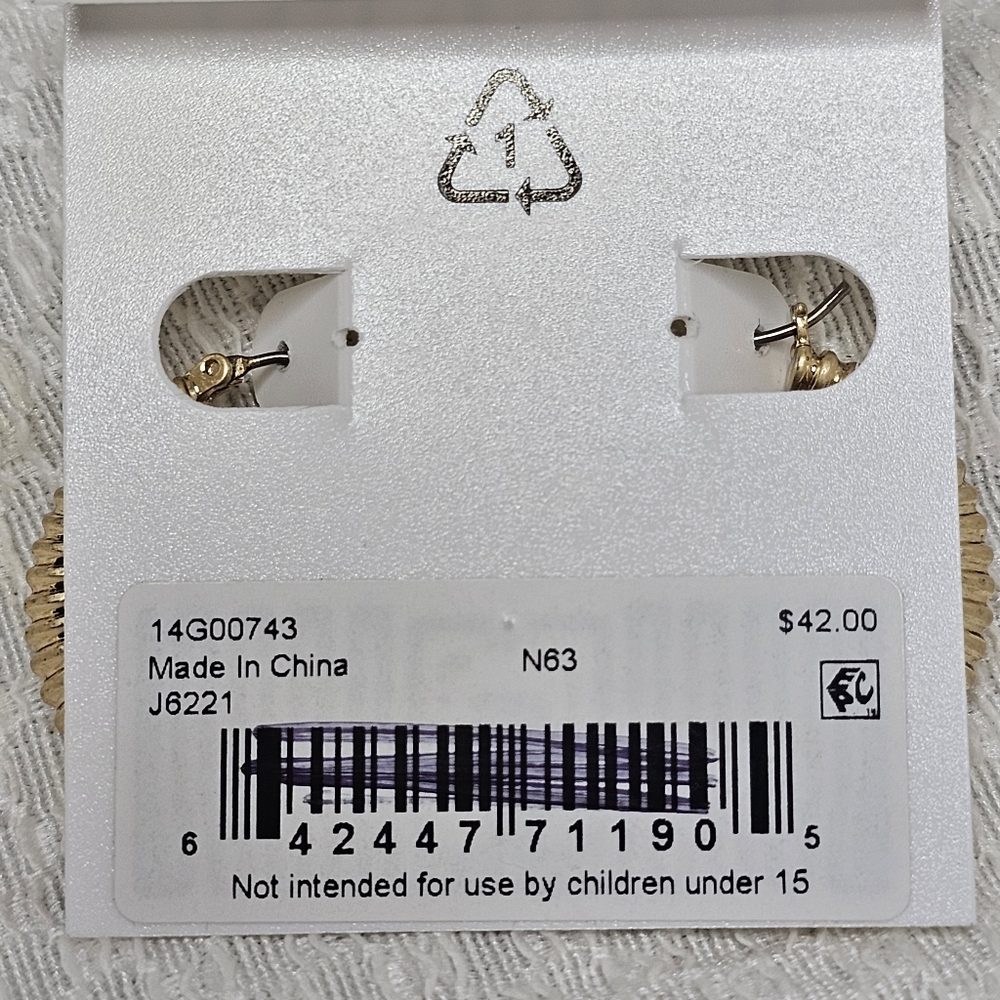 Lauren Ralph Lauren Ribbed Gold Tones Textured Hoop Earrings New Lightweight - Picture 2 of 4